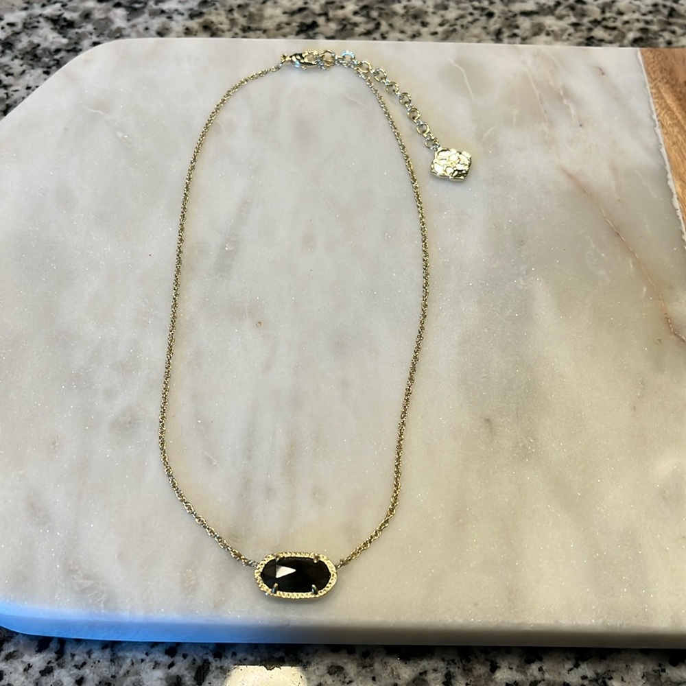 Cute Kendra Scott Elisa Gold Pendant in Black Opaque Glass